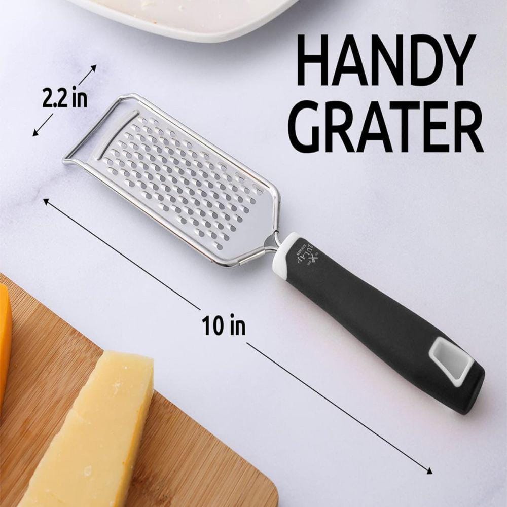 Black Stainless Steel Handheld Cheese Grater with Soft Grip Handle