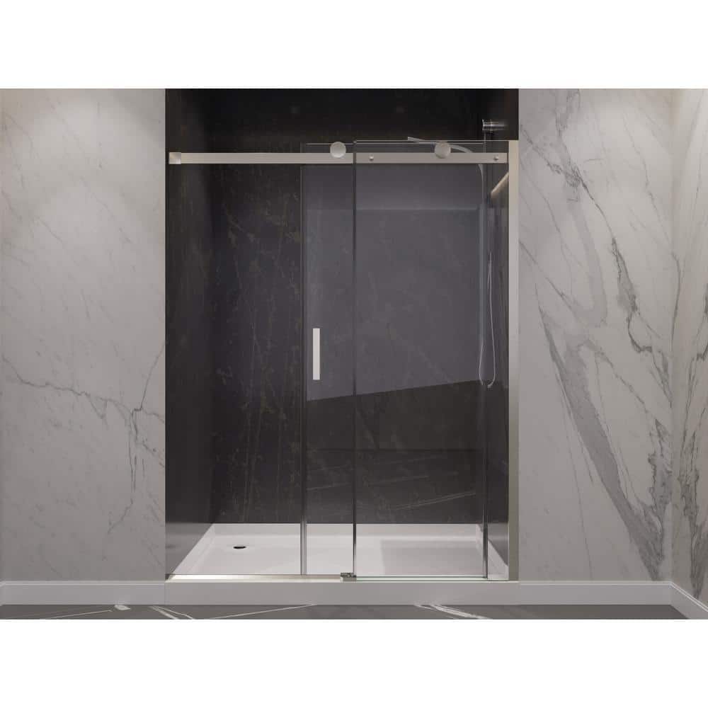 Rhodes 60" x 76" Frameless Sliding Shower Door in Brushed Nickel