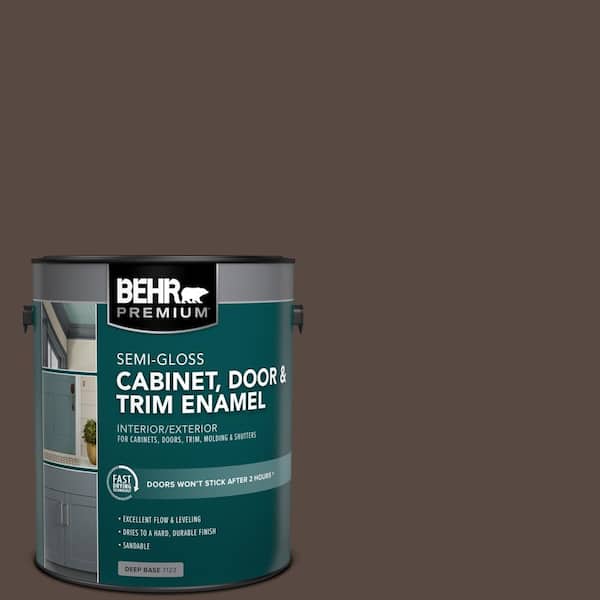 BEHR PREMIUM 1 gal. #780B-7 Bison Brown Semi-Gloss Enamel Interior/Exterior Cabinet, Door & Trim Paint