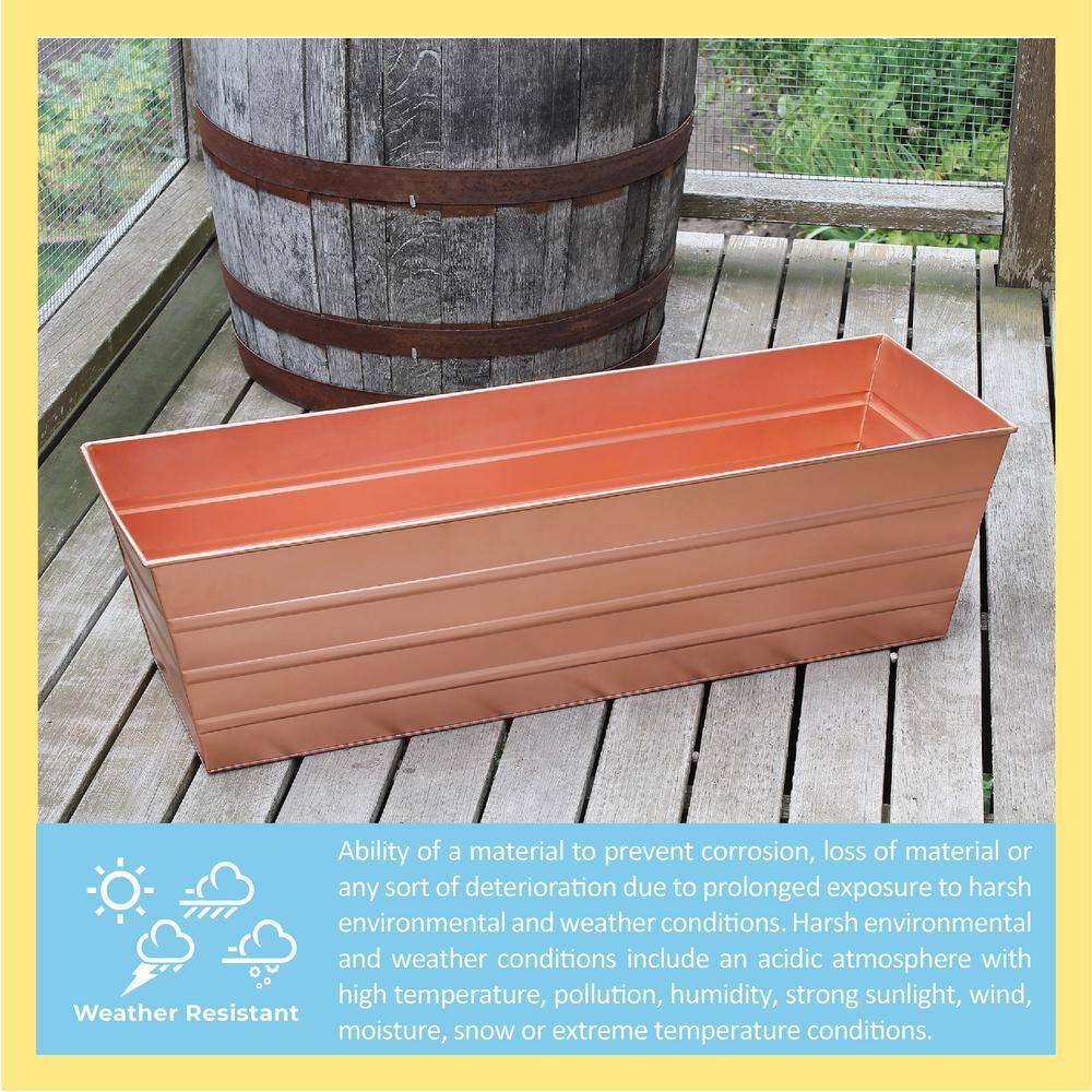Large Copper Plated Steel Window Flower Box Planter