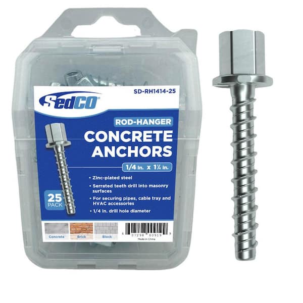 Sedco 1/4 in. x 3/8 in. x 1-3/4 in. Zinc-Plated Steel Rod-Hanger Concrete Anchors (25-Pack)