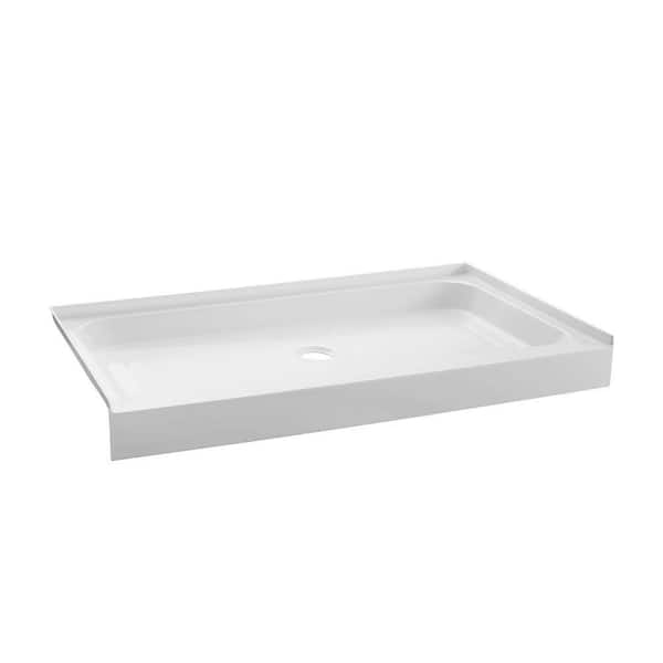 FINE FIXTURES 32 in. L x 60 in. W Alcove Threshold Shower Pan Base with center drain in white