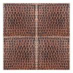 4 in. x 4 in. Hammered Copper Decorative Wall Tile in Oil Rubbed Bronze (4-Pack)