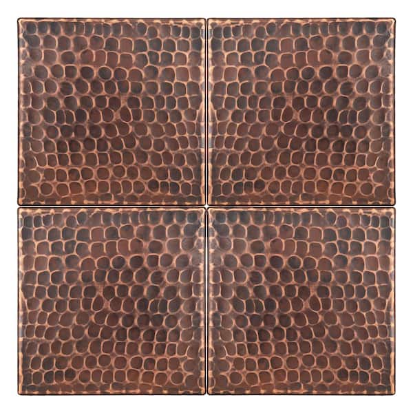 Premier Copper Products 4 in. x 4 in. Hammered Copper Decorative Wall Tile in Oil Rubbed Bronze (4-Pack)