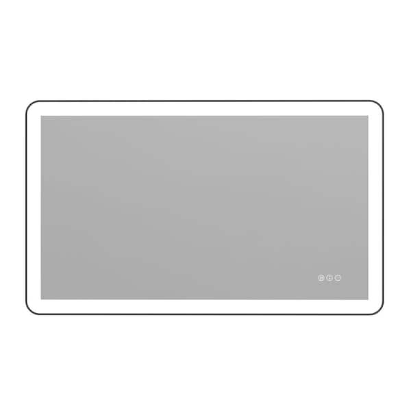 40 in. W x 24 in. H Rectangular Aluminum Framed and Dimmable 3-Color Temperature Wall Mount LED Bathroom Mirror in Black