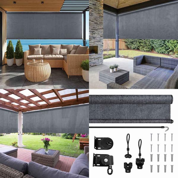 Lumi Home Furnishings Gray Cordless UV Blocking Weather-Resistant