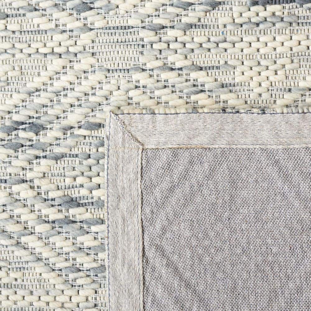 Elegant Geometric Gray Wool 8' x 10' Handwoven Area Rug