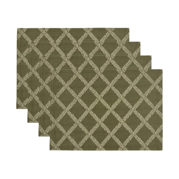 Lenox Laurel Leaf Reversible Placemats, Set of 4, Loden - 13"W x 18"L