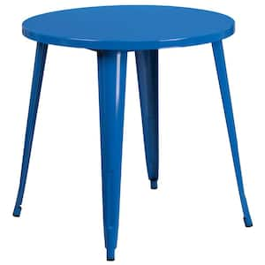 Blue Round Metal Outdoor Bistro Table