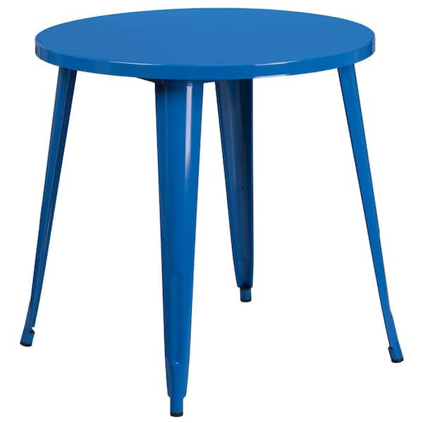 Carnegy Avenue Blue Round Metal Outdoor Bistro Table