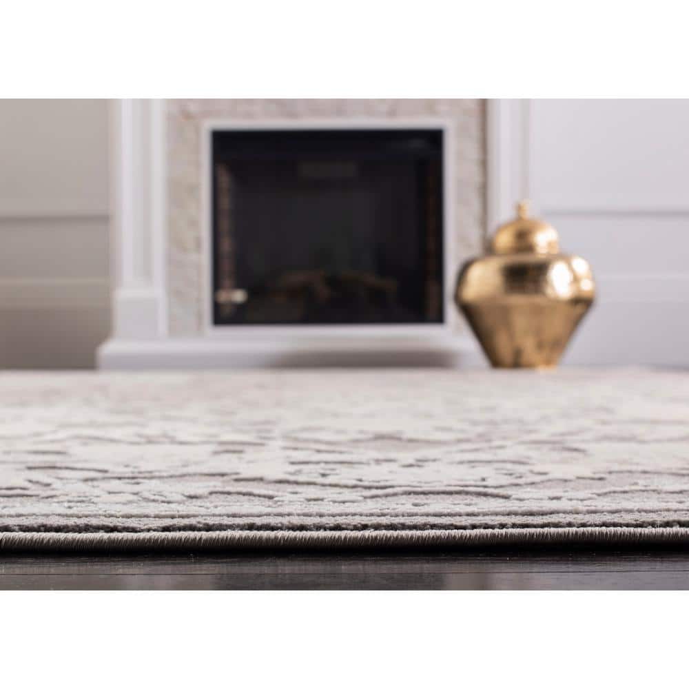 Reflection Cream/Ivory 9 ft. x 12 ft. Border Floral Area Rug - thumbnail 6