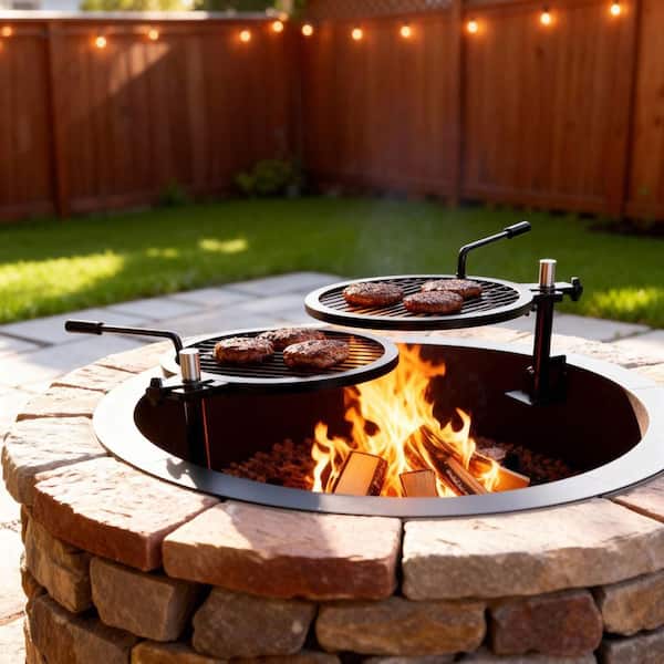 Sunstone StarBBQ 48 In. Dia Smokeless Fire Pit Insert Dual Grill