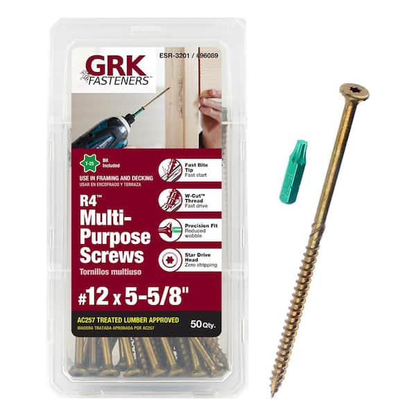 GRK Fasteners #12 x 5-5/8 in. R4 Multi-Purpose Star Drive Flat Head Screw (50 per Pack)