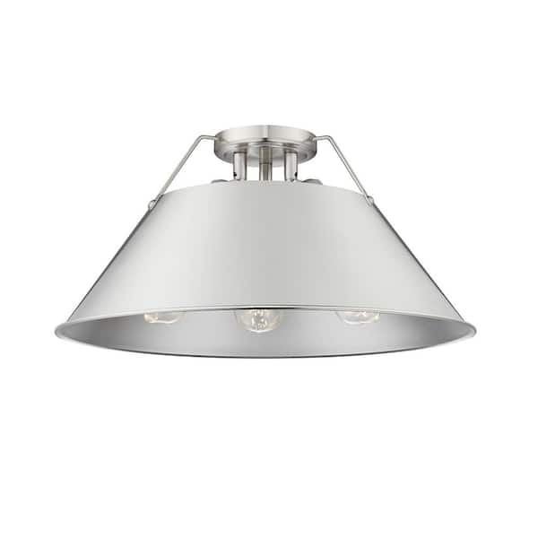 Orwell 18.75 in. 3-Light Pewter Flush Mount