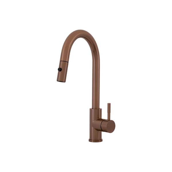 S STRICTLY KITCHEN + BATH Timur Single Handle Pull-Down Sprayer Kitchen Faucet in Copper