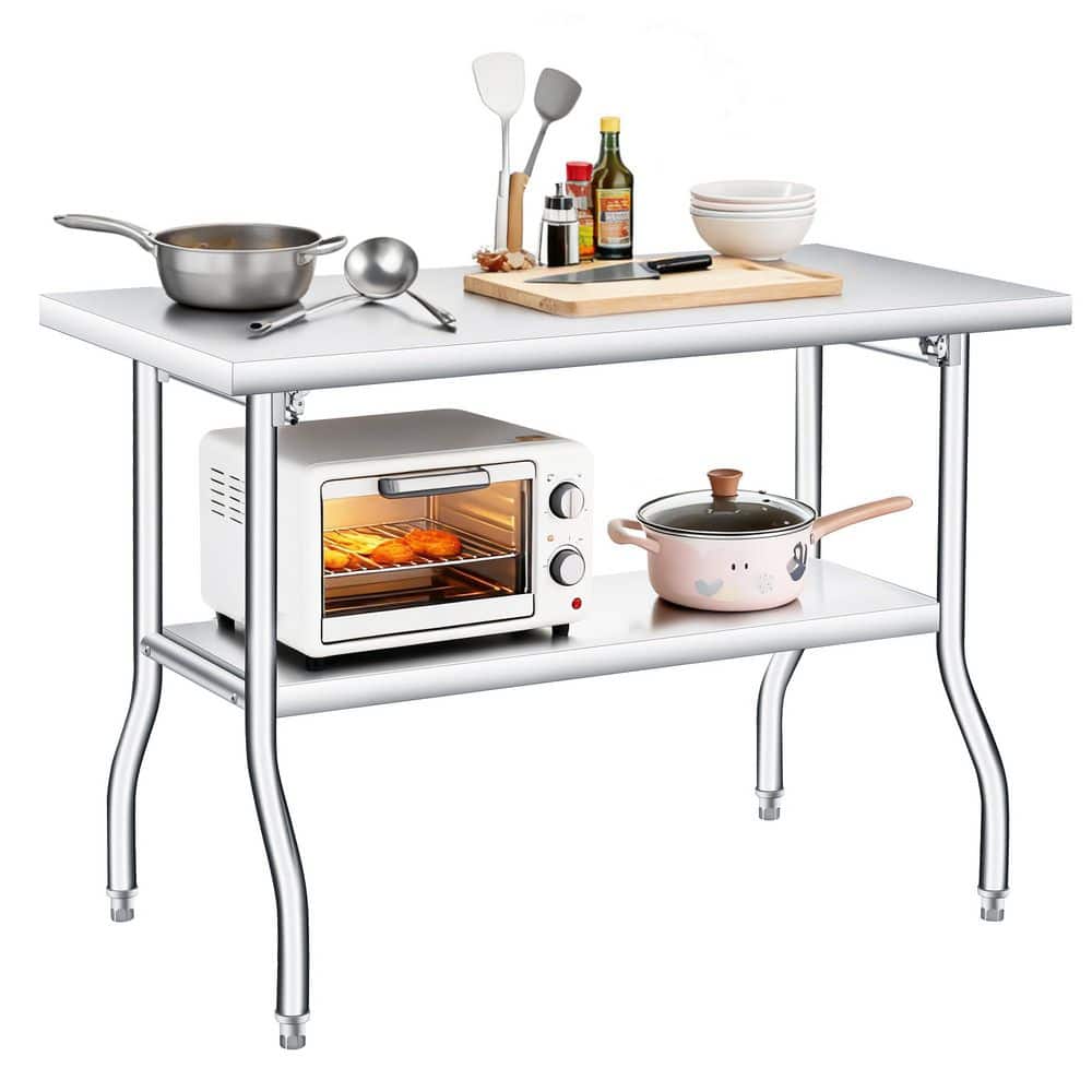 "48x24"" Stainless Folding Table, Undershelf, 620lbs, No Assembly, Portable, Kitchen/Laundry/Restaurant/Camping/Garage" price history on PriceWatchPro