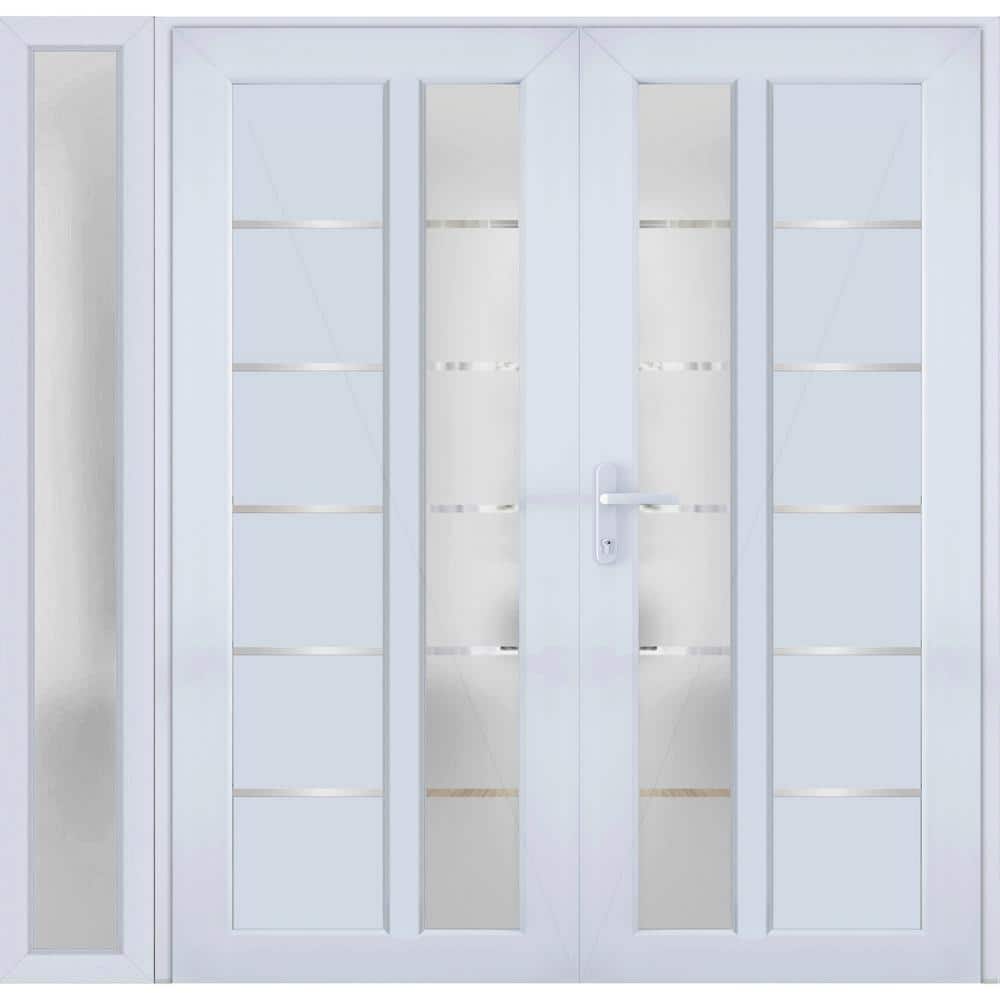 72+ 12 in. x 80 in. Right-hand/Inswing Frosted Glass White Silk Steel Prehung Front Door with Hardware price history on PriceWatchPro