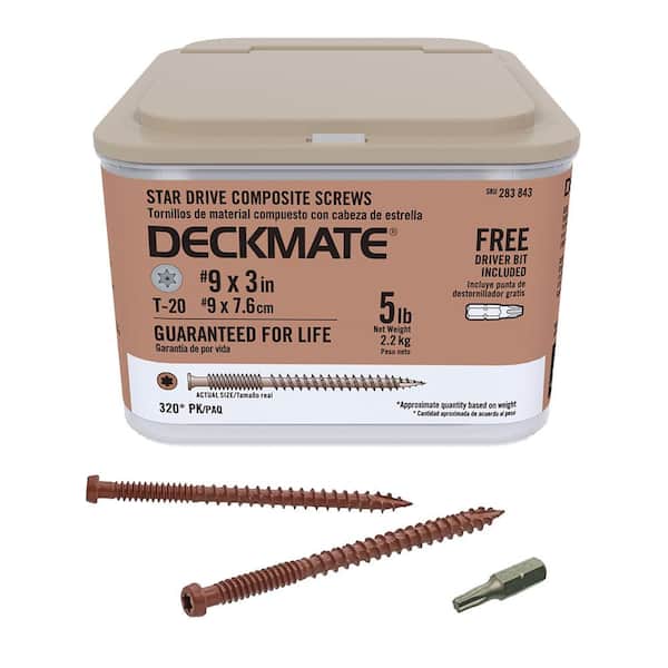 DECKMATE #9 x 3 in. Self-Starting Star-Drive Bugle Head Red Composite Deck Screws 5 lbs. box (325 pcs)