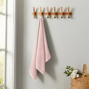 Pink Cotton Lattice Textured Single Bath Towel