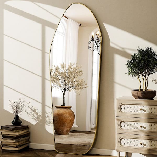 Gold 24 in. W x 67 in. H Irregular Modern Aluminum Alloy Framed Full Length Mirror Floor Mirror