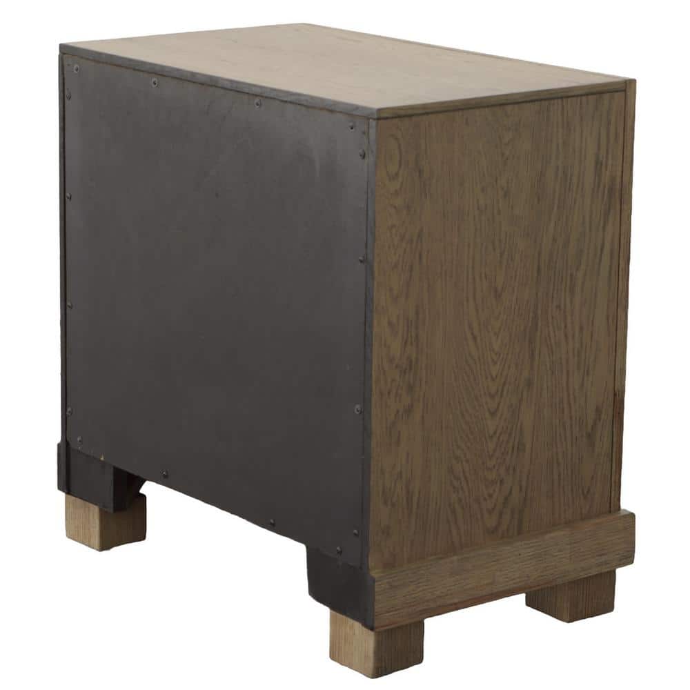 Weathered Sand Rustic Wood 2-Drawer Nightstand