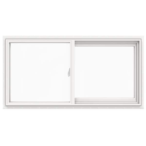 JELD-WEN 47.5 in. x 47.5 in. Premium Atlantic White Vinyl Left-Handed Sliding Window with Colonial Grids/Grilles