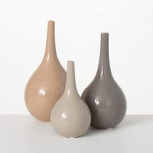 10", 9" & 7" Warm Glossy Ceramic Vase - Set of 3