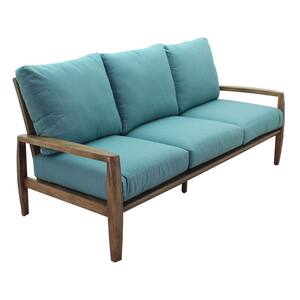 Avalon FSC Teak Outdoor Couch with Cast Breeze Teal Cushions