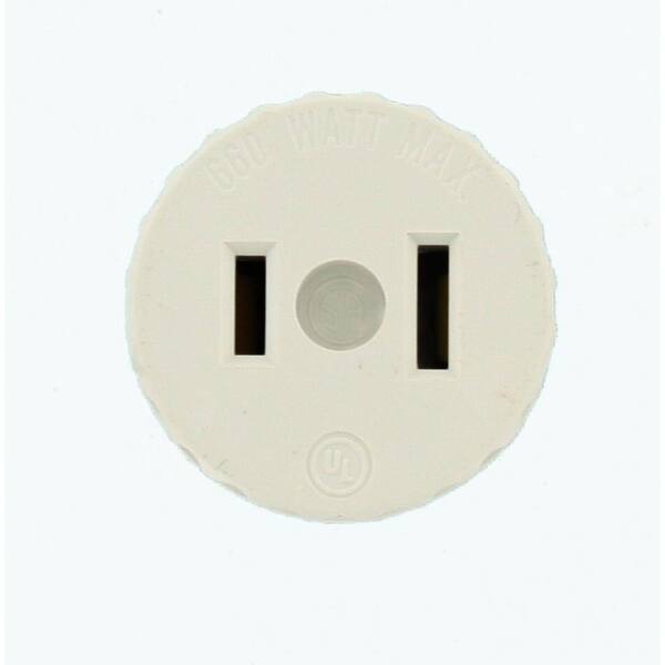 Socket to Outlet Adapter 125 Volt 660 Watt 2-Wire 1 Pack White 2-Pole Leviton 125 15 Amp 