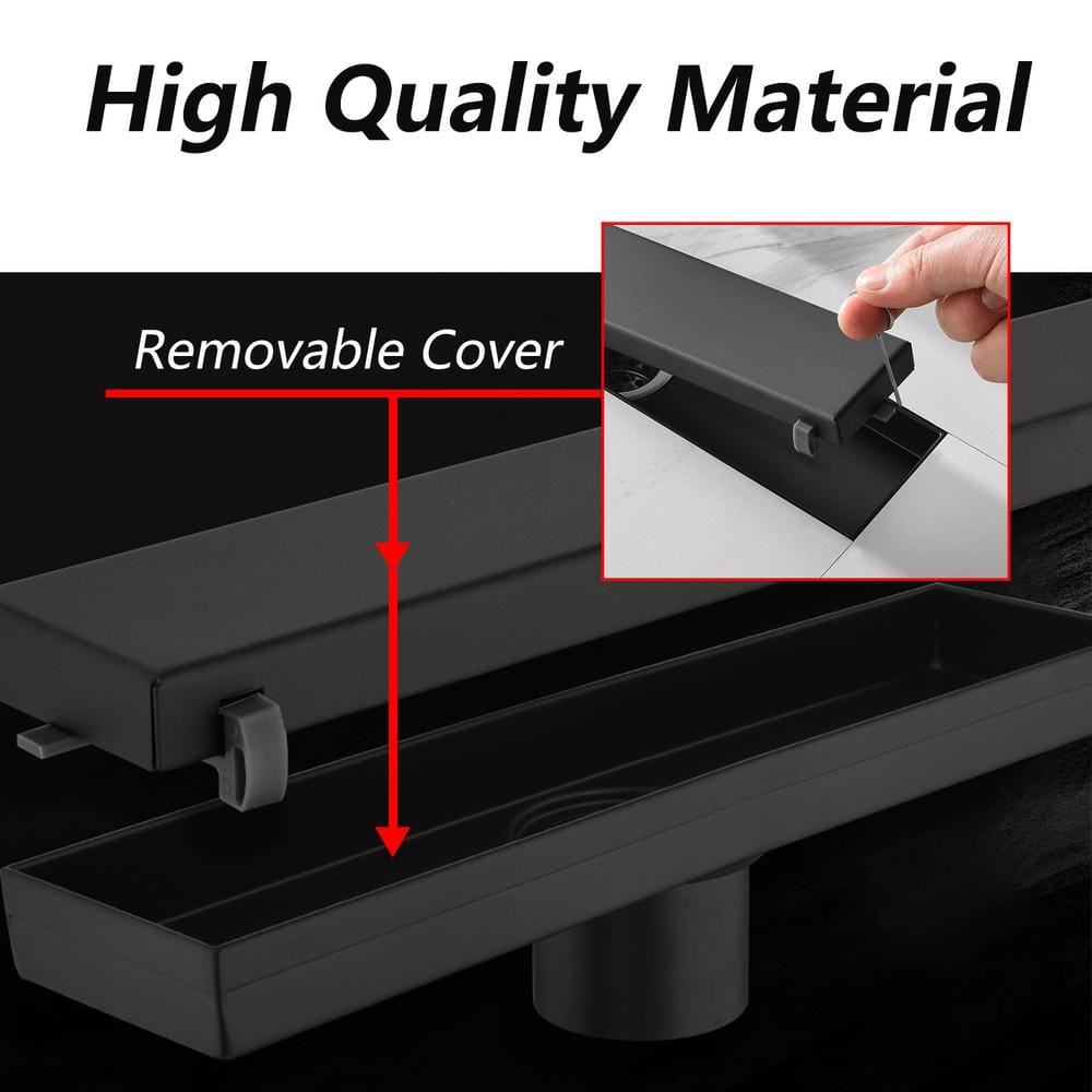 36-Inch Matte Black Stainless Steel Linear Shower Drain