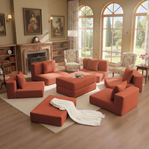 Homy Casa ZOSO 102 in. Square Arm 2-Piece Corduroy Modular Sofa