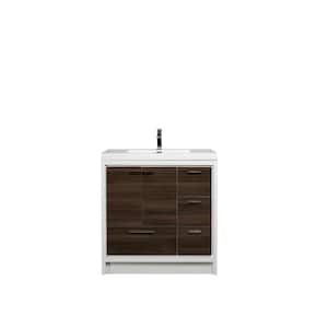 Grace 42 in. W x 20 in. D x 36 in. H Bathroom Vanity in Gray Oak with White Acrylic Vanity Top with White Sink