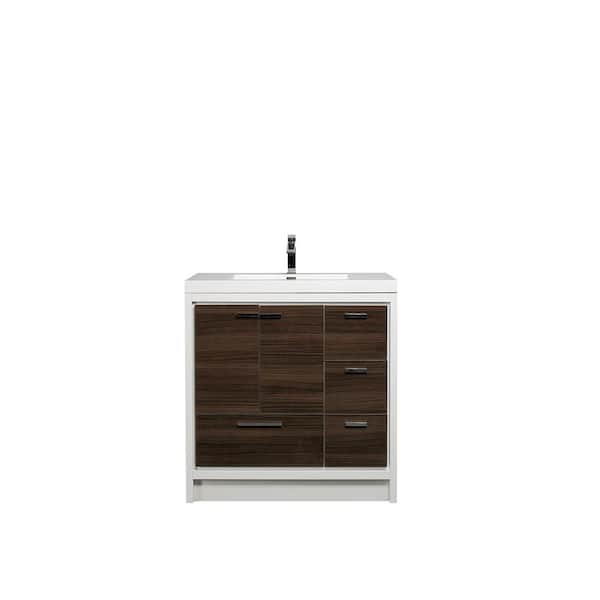 Grace 42 in. Single Sink Gray Oak Bath Vanity with White Acrylic Top (Assembled)