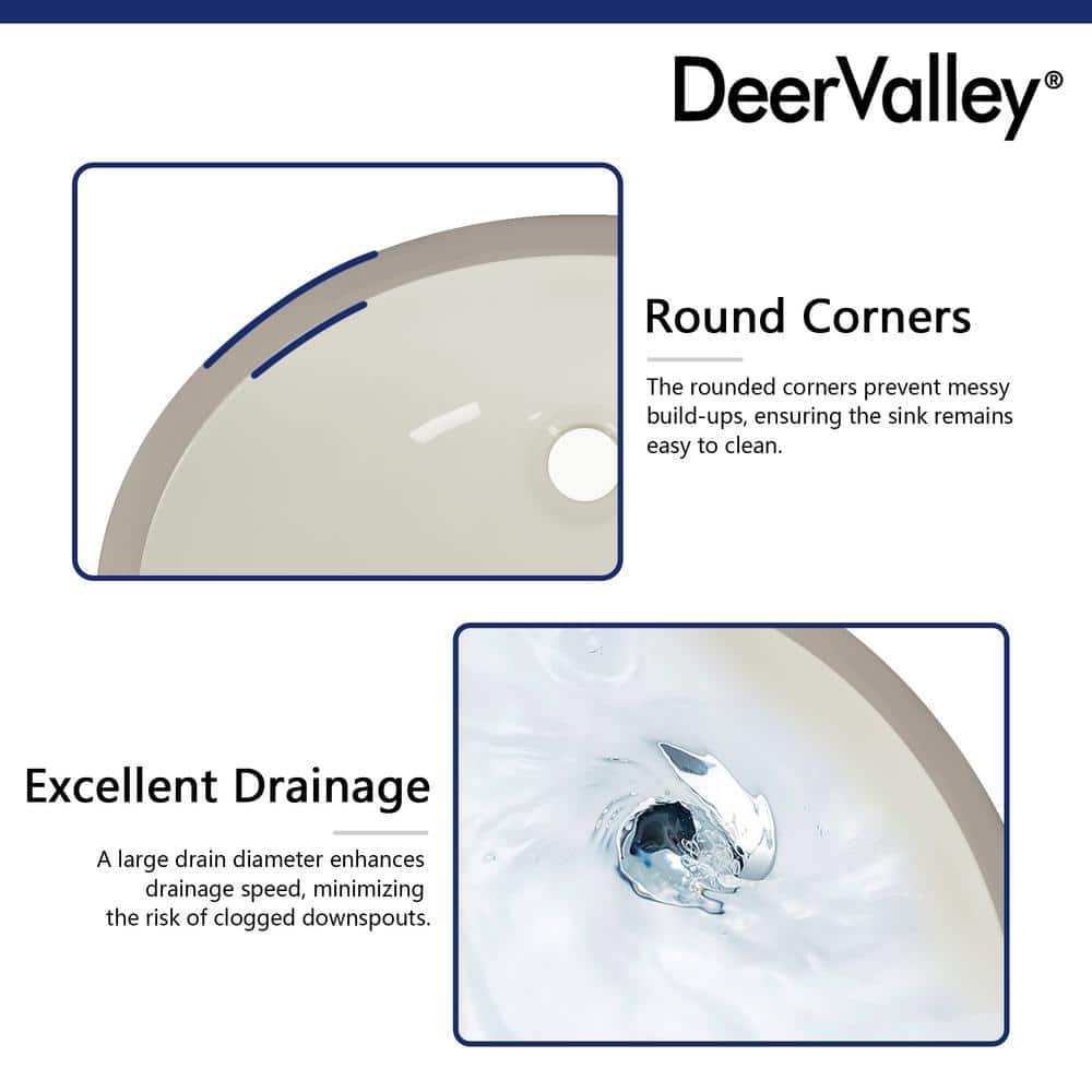 Beige Ceramic 18" Oval Undermount Bathroom Sink