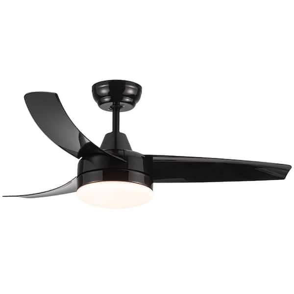 PUDO 42 in. Integrated LED Indoor Black Ceiling Fan Lighting with ...