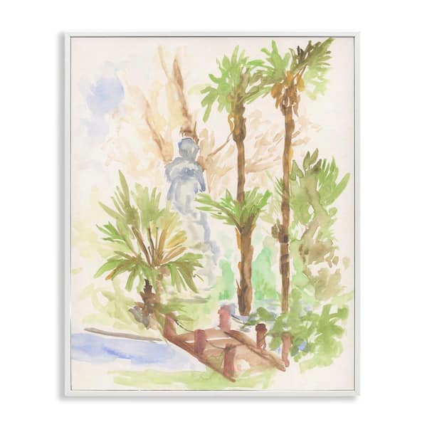 Stupell Industries Bridge over River Abstract by June Erica Vess White Framed Nature Giclee Art Print 20 in. x 16 in.