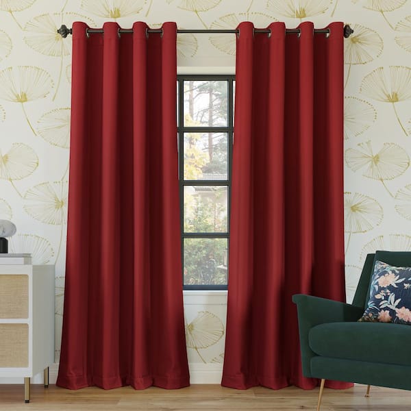 Oslo Theater Grade Holiday Red Polyester 52 in. W x 108 in. L Grommet 100% Blackout Curtain (Single Panel)