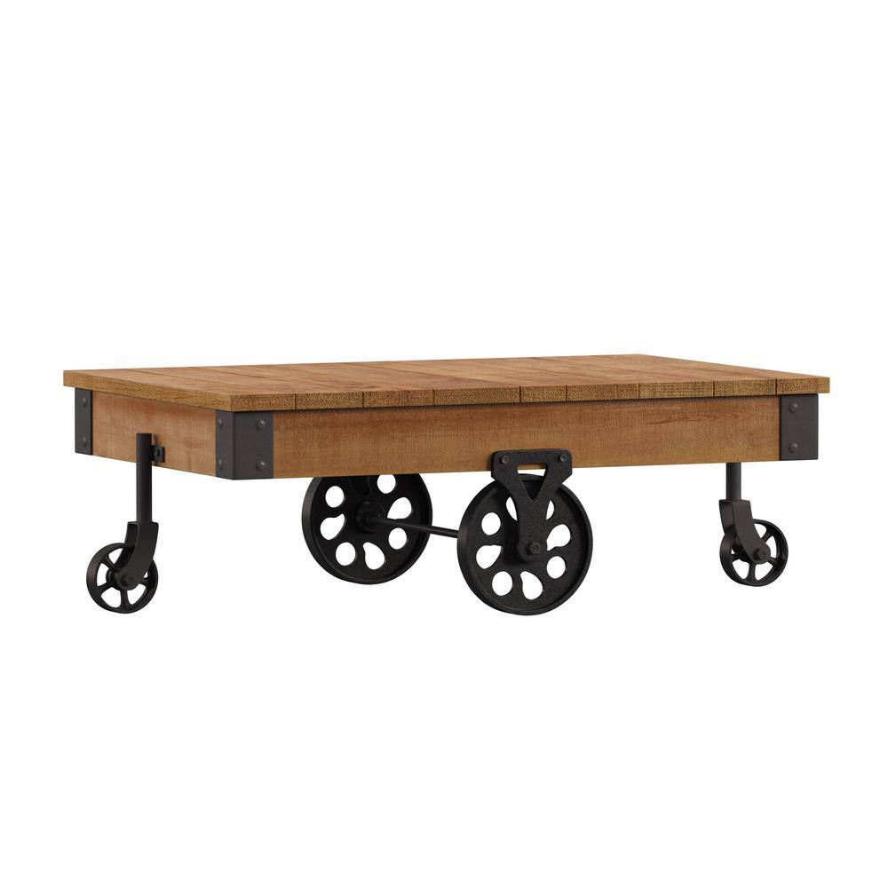 47 in. Oak Vintage Industrial Rustic Rectangle Wood Coffee Table