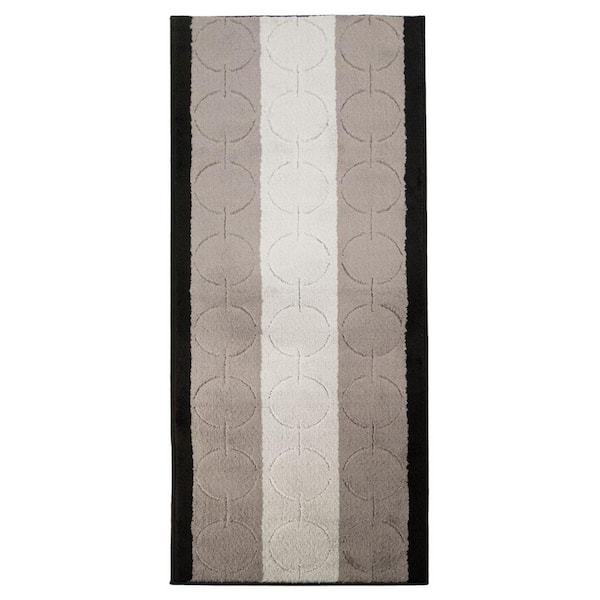 RugStylesOnline Platin Circles Abstract Design Cut to Size Gray 26 " Width x Your Choice Length Custom Size Slip Resistant Stair Runner