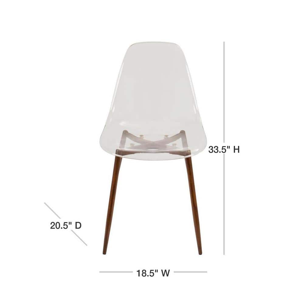 Clear Acrylic and Walnut Mid-Century Modern Side Chair