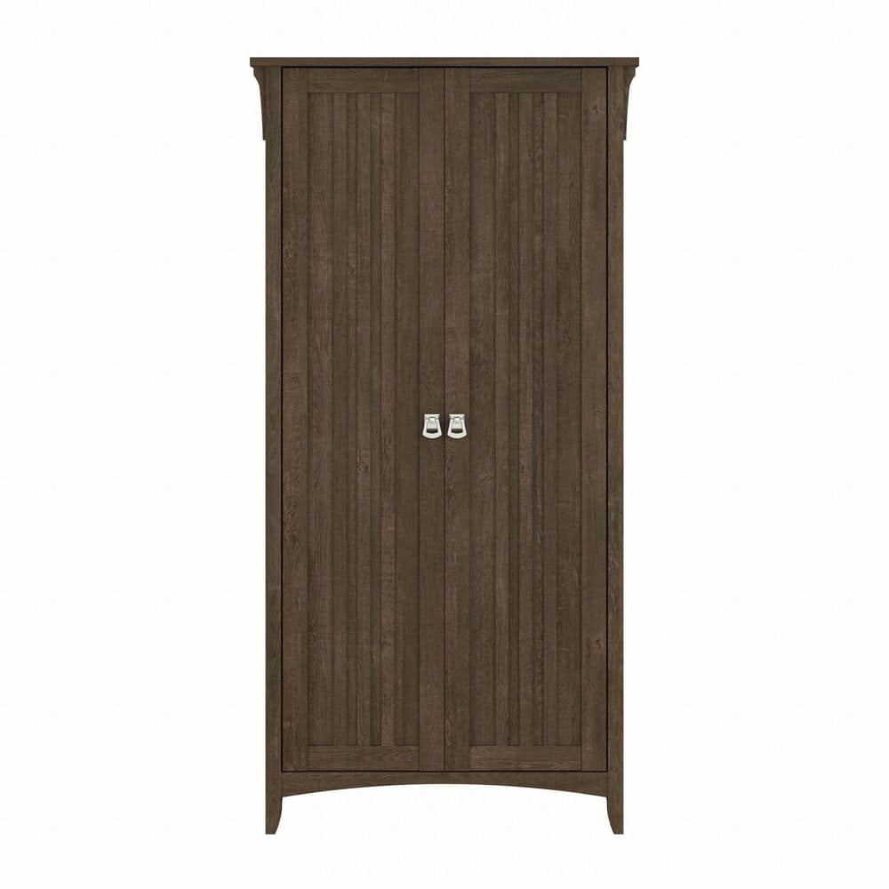 Salinas Mission-Style Ash Brown Tall Storage Cabinet with Adjustable Shelving