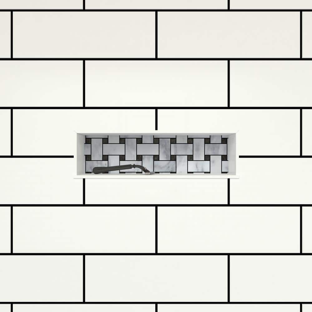 Black Plastic 16'' x 6'' Shower Niche with Recessed Shelf