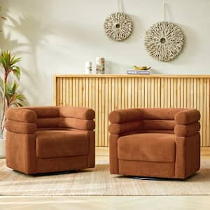 Regina Rust Modern Swivel Arm Chair with 2-Pillow Set of 2