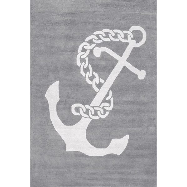 nuLOOM Nautical Anchor Gray 6 ft. x 9 ft. Indoor Area Rug