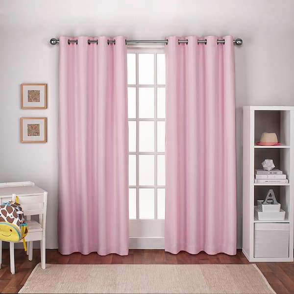 Unbranded Textured Linen Bubble Gum Pink Thermal Grommet Top Window Curtain