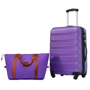 2-Piece Purple ABS Hardshell 24 in. Spinner Luggage Set with Travel Bag, TSA Lock, 3-Step Telescoping Handle