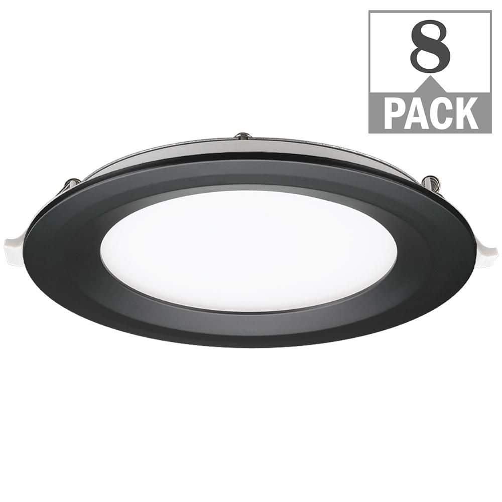 6 in. Canless Integrated LED Recessed Light Black Trim Kit 900 Lumens Adjus