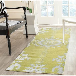 Stone Wash Chartreuse 3 ft. x 6 ft. Floral Runner Rug