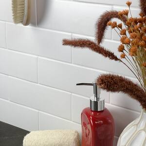 Barnet White 3 in. x 9 in. x 10mm Matte Ceramic Subway Wall Tile (30 pieces / 5.16 sq. ft. / box)
