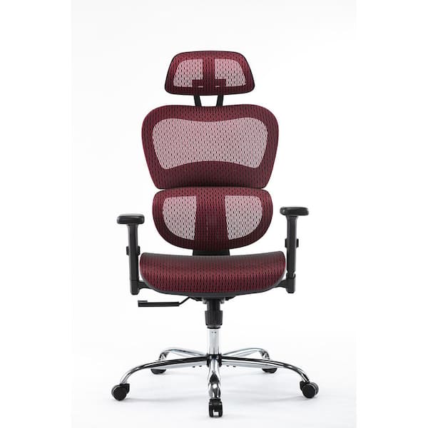 Silverpark  in. W Red Foam Seat Adjustable Height Drafting Ergonomic  Chair with Headrest and Arms QYKJRA210816003 - The Home Depot